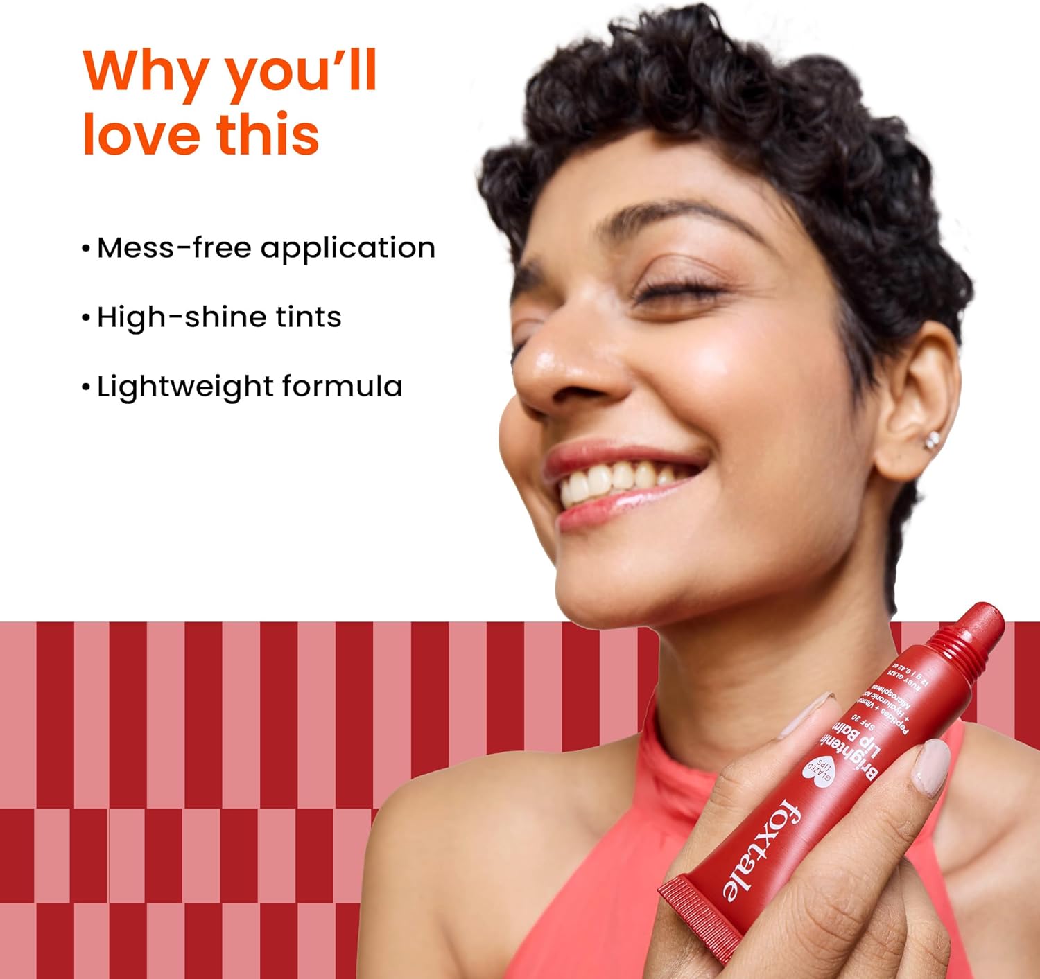 Foxtale SPF 30 Brightening Lip Balm for Dark Lips with Peptides & Vitamin C | Brightens Pigmented | Hydrates | SPF - Ruby Glaze 12gm - View 3 of 5