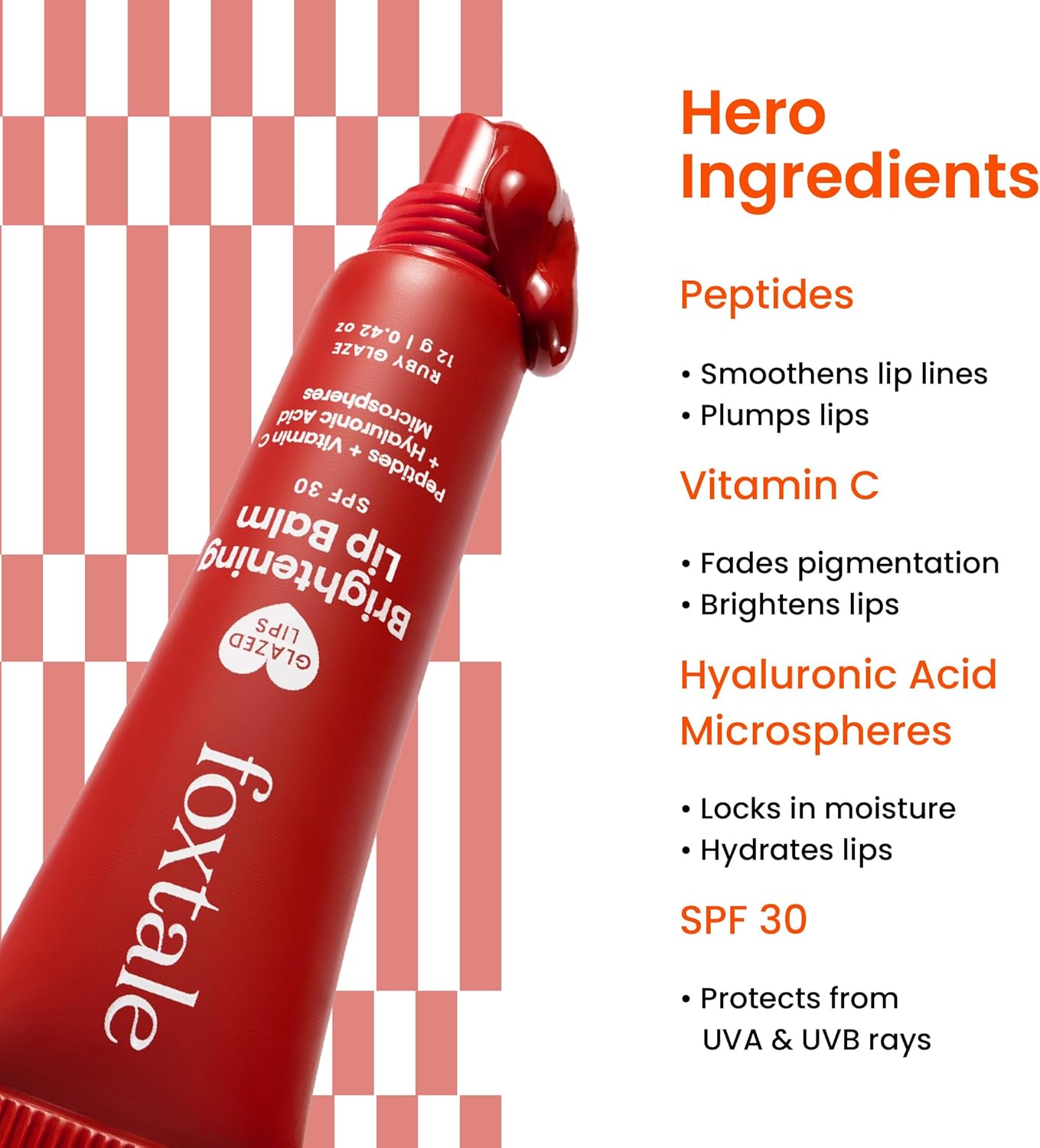 Foxtale SPF 30 Brightening Lip Balm for Dark Lips with Peptides & Vitamin C | Brightens Pigmented | Hydrates | SPF - Ruby Glaze 12gm - View 4 of 5