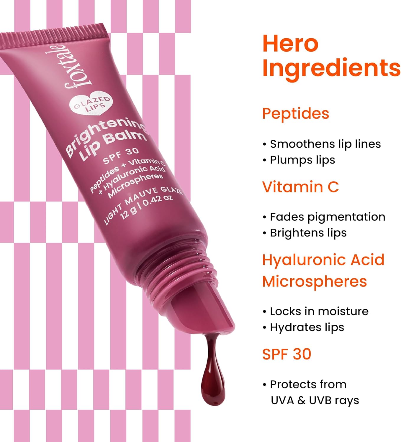 Foxtale SPF 30 Brightening Lip Balm for Dark Lips with Peptides & Vitamin C | Brightens | Hydrates | Tinted Lip Balm - Light Mauve Glaze 12gm - View 5 of 6