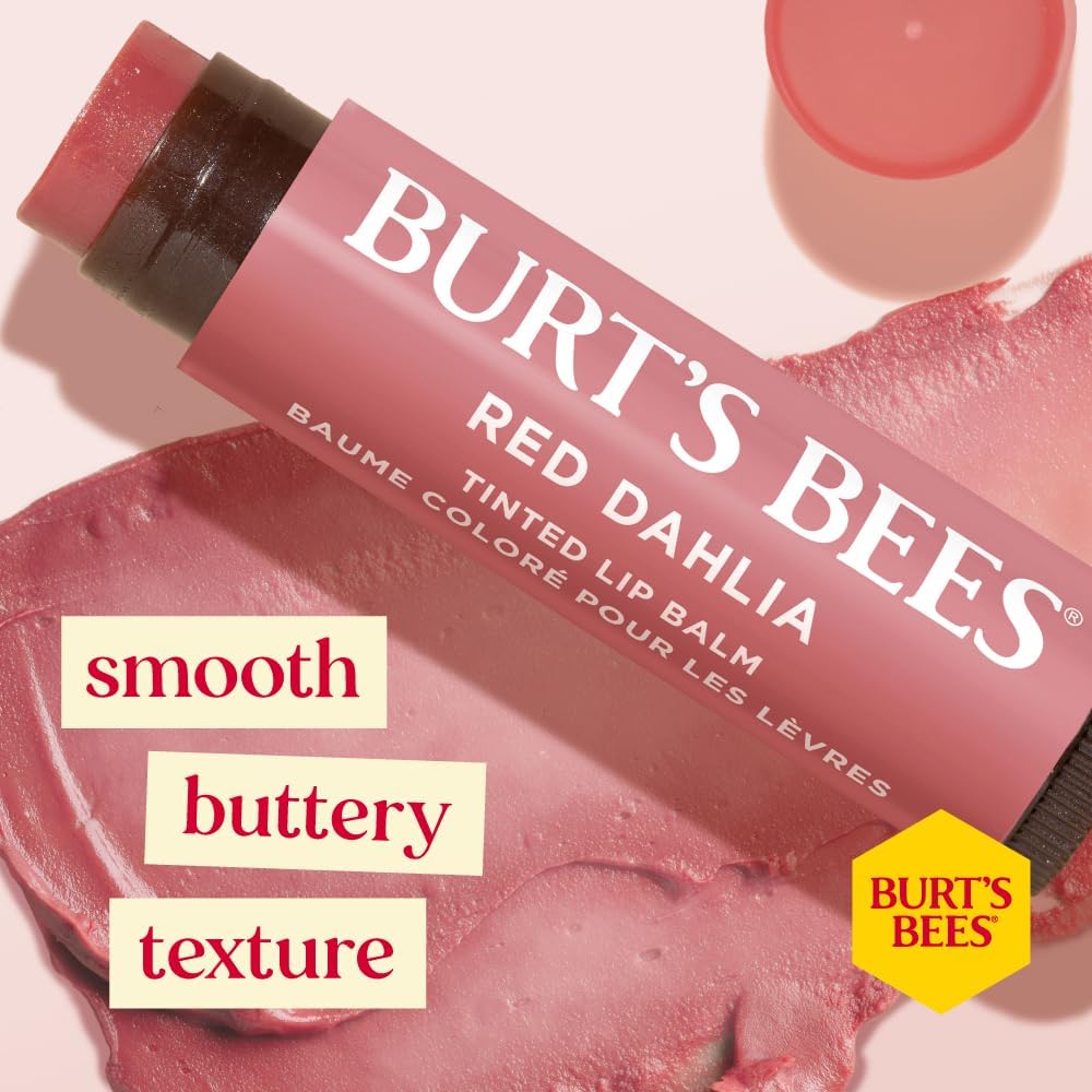 Burt's Bees Tinted Lip Balm Red Dahlia, Moisturising Lip Tint With Shea Butter, 100% Natural Origin, 4.25g - View 5 of 6