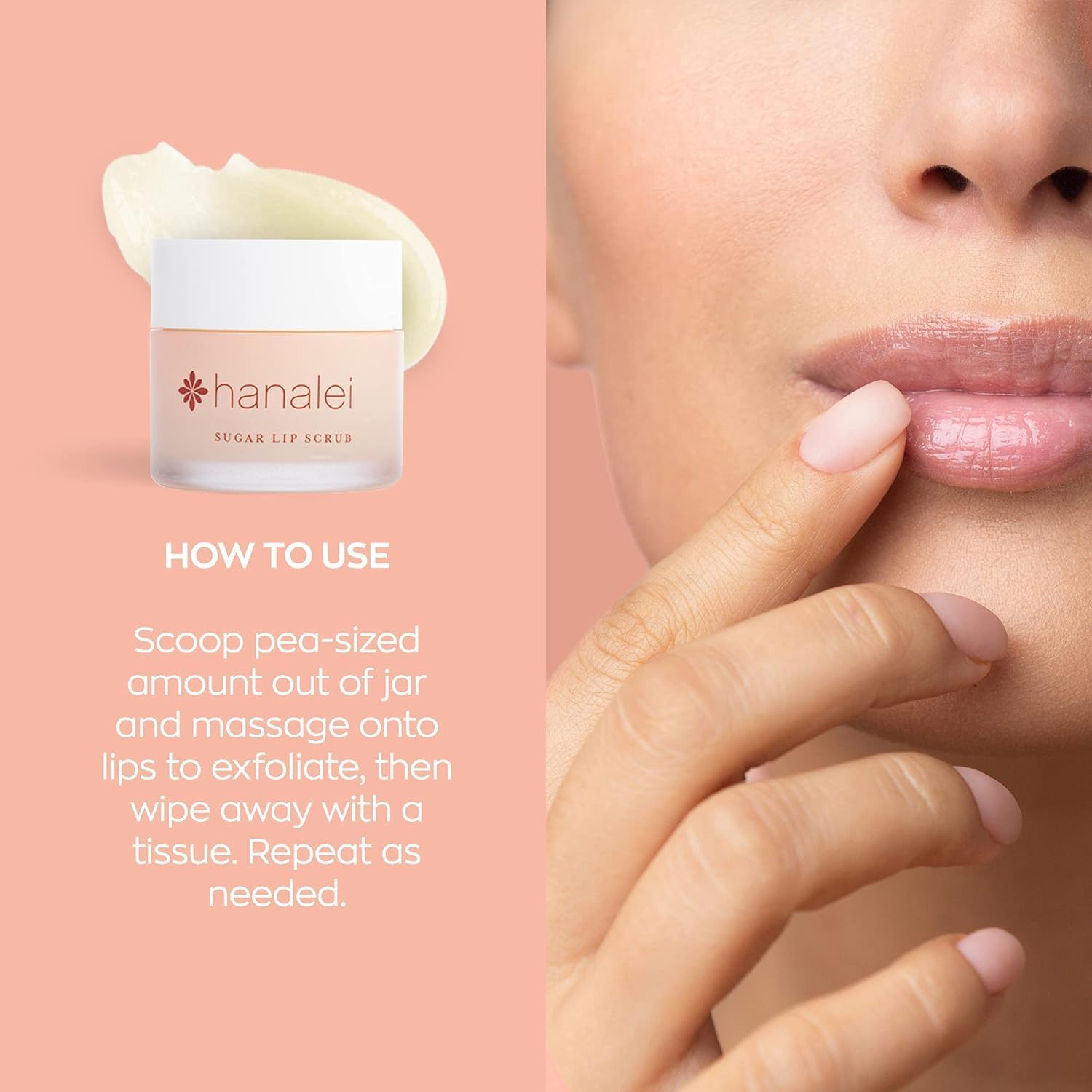 Hanalei Vegan Sugar Lip Scrub Exfoliator - Hawaiian Cane Sugar, Kukui Oil & Shea Butter for Smooth, Hydrated Lips - Natural, Cruelty-Free Lip Care, Removes Dry Skin, Moisturizes & Softens (22g) - View 4 of 7