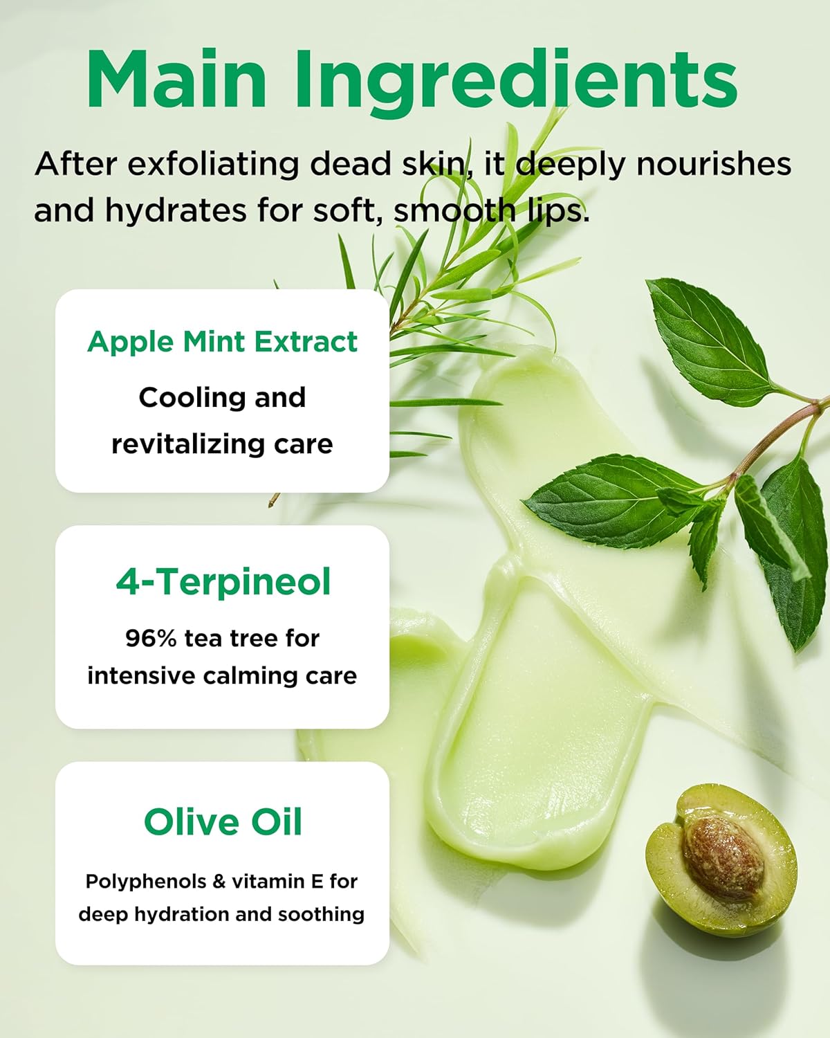 TOCOBO Mint Cooling Lip Mask – Cooling Relief Lip Sleeping Mask for Dry, Irritated Lips – Apple Mint + Tea Tree-Derived 4-Terpineol & Olive Oil – Soft Melting Texture, Fresh Herb Scent, 0.68 oz. - View 2 of 5
