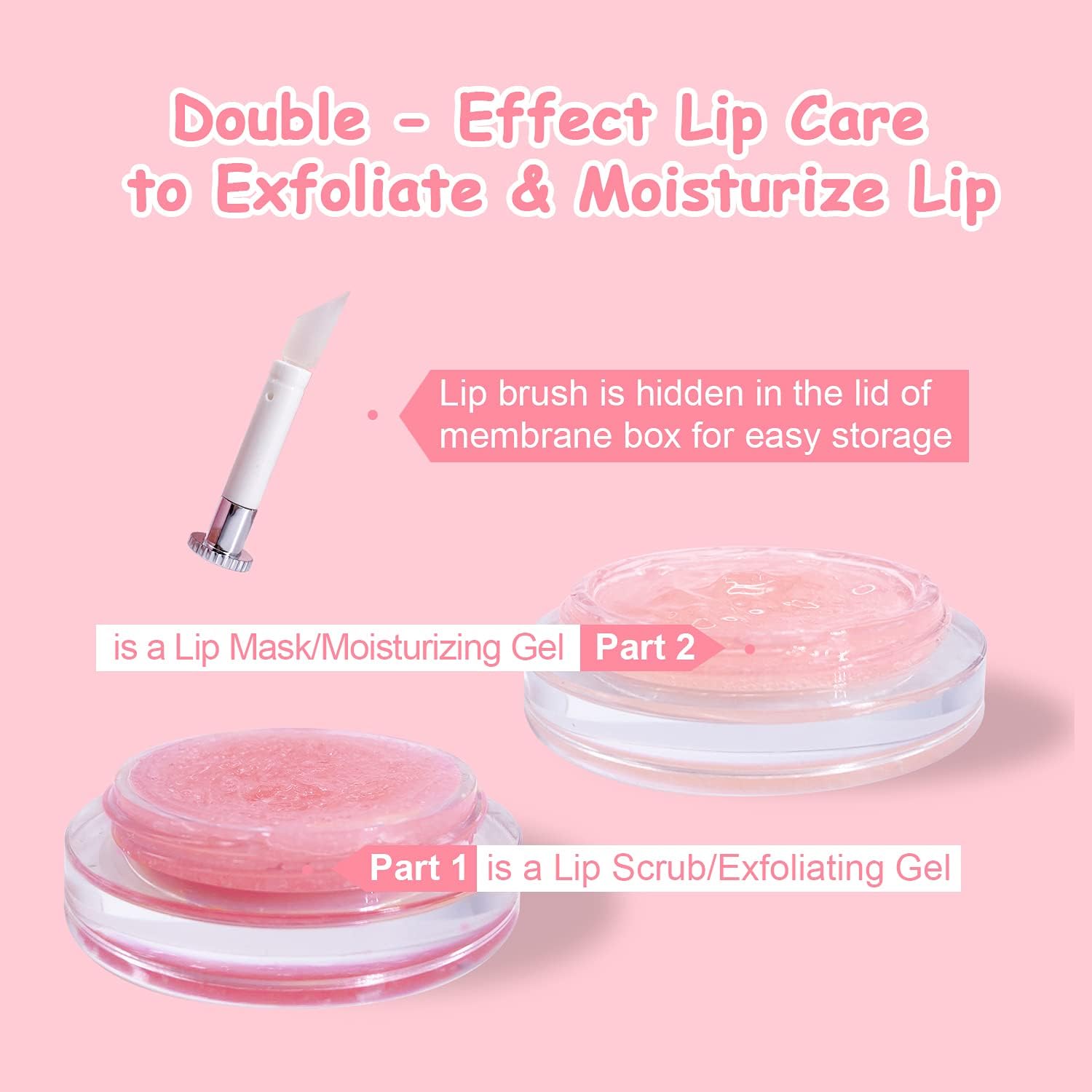 immetee Lip Scrubs Exfoliator & Moisturizer, Lip Mask 2 in 1 Double Effectively Repairs Dry Cracked Lips, Lip Scrubs Exfoliator Dead Skin Moisturizer, Lip Mask Overnight (0.35Oz+Brush) - View 4 of 5