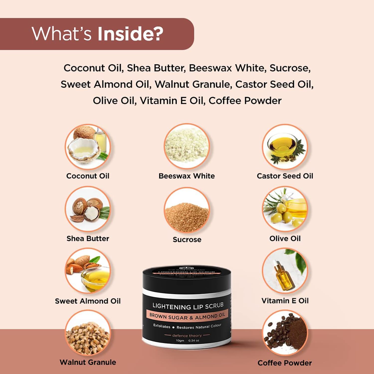 The Man Company Lightening Lip Scrub with Brown Sugar & Almond Oil | For Dry / Chapped Lip | Nourishes | Moisturizes | Brightening - 10gm - View 4 of 5