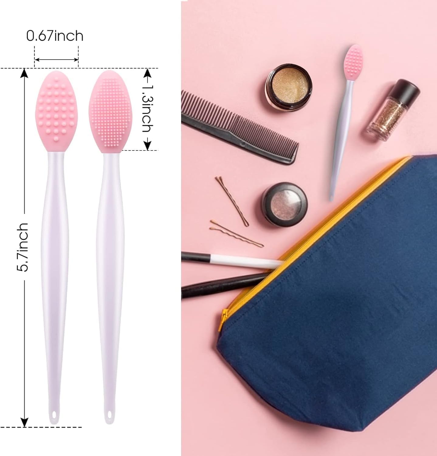 Lip Scrub Brush, Double-Sided Silicone Exfoliating Gentle Lip Exfoliator Scrubber Brush for Smooth, Soft, Bright, and Healthy Lips(2 PCS) - View 2 of 6