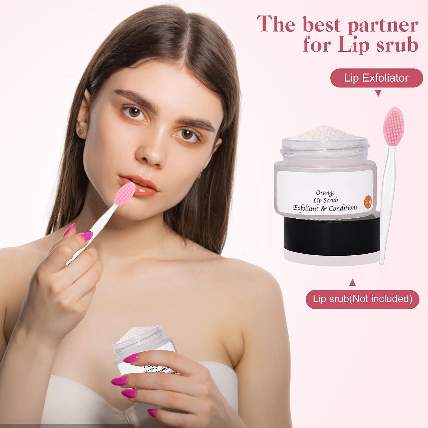 Lip Scrub Brush, Double-Sided Silicone Exfoliating Gentle Lip Exfoliator Scrubber Brush for Smooth, Soft, Bright, and Healthy Lips(2 PCS) - View 5 of 6