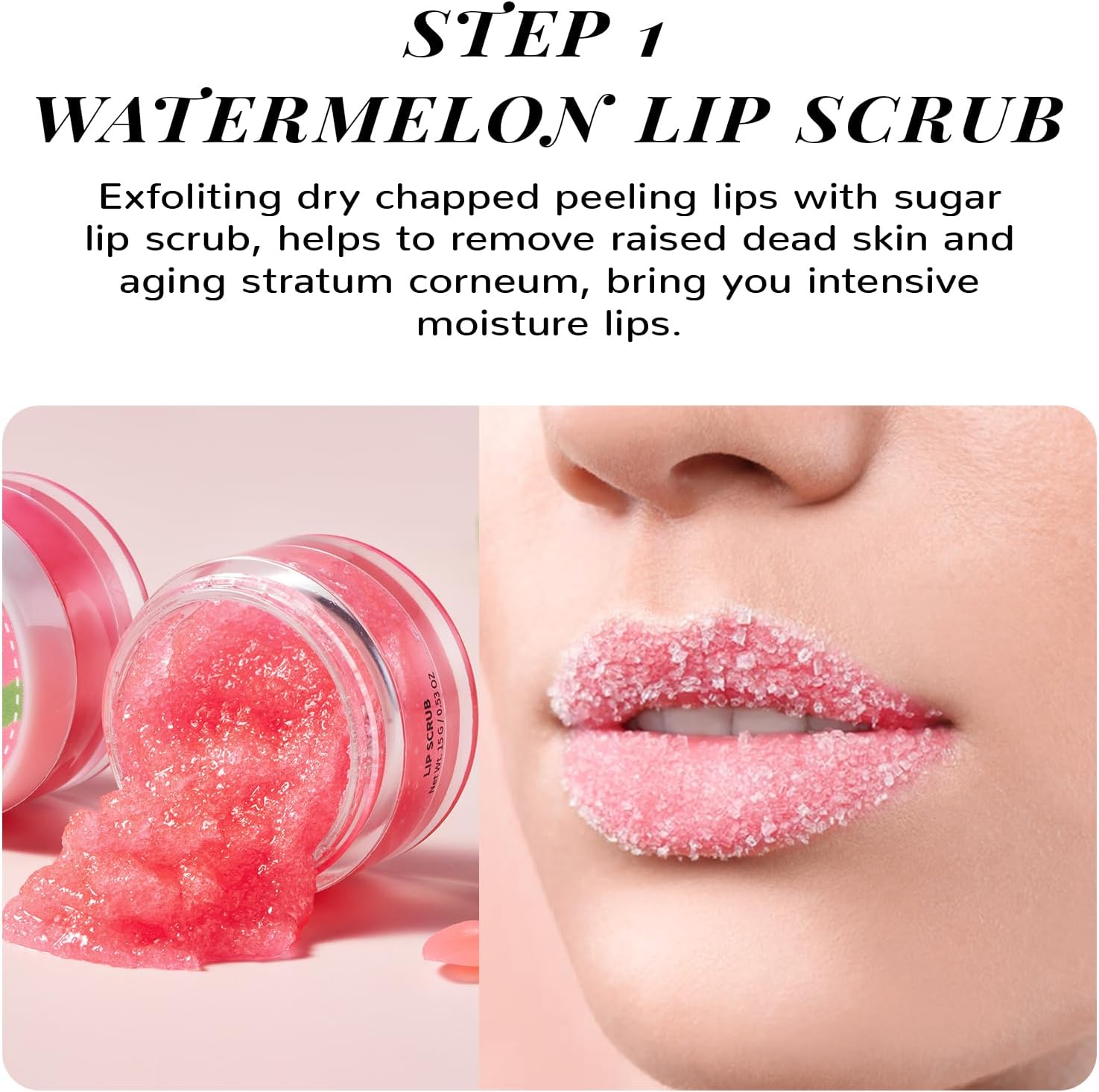 Lip Scrub and Lip Sleeping Mask Set – Ceramide Lip Repair with Sugar Exfoliator & Watermelon Overnight Lip Mask for Dry Cracked Lips, Sensitive Lip Care Gift Set - View 4 of 7