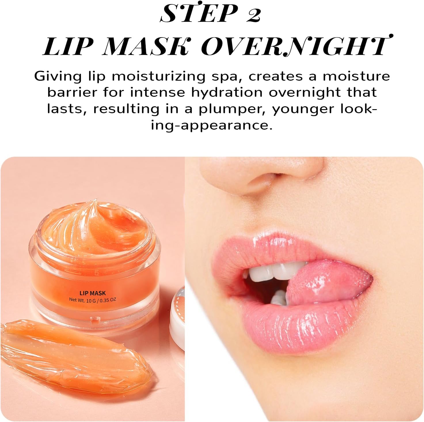Peach Collagen Lip Plumper and Scrub Set, Anti-Aging Lip Sleeping Mask for Fine Lines, Overnight Lip Treatment for Fuller Lips, 2PCS (10g + 15g) - View 4 of 7