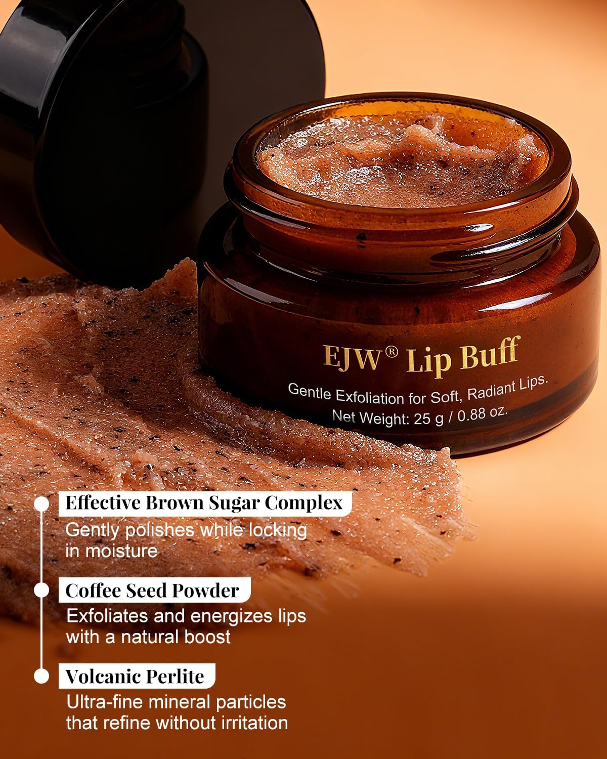 Triple-Action Lip Scrub - Brown Sugar, Coffee & Pearlite Exfoliator - Infused with Coconut & Botanical Oils for Nourishing Care of Dry, Cracked Lips - Vegan, Cruelty-Free - View 7 of 7