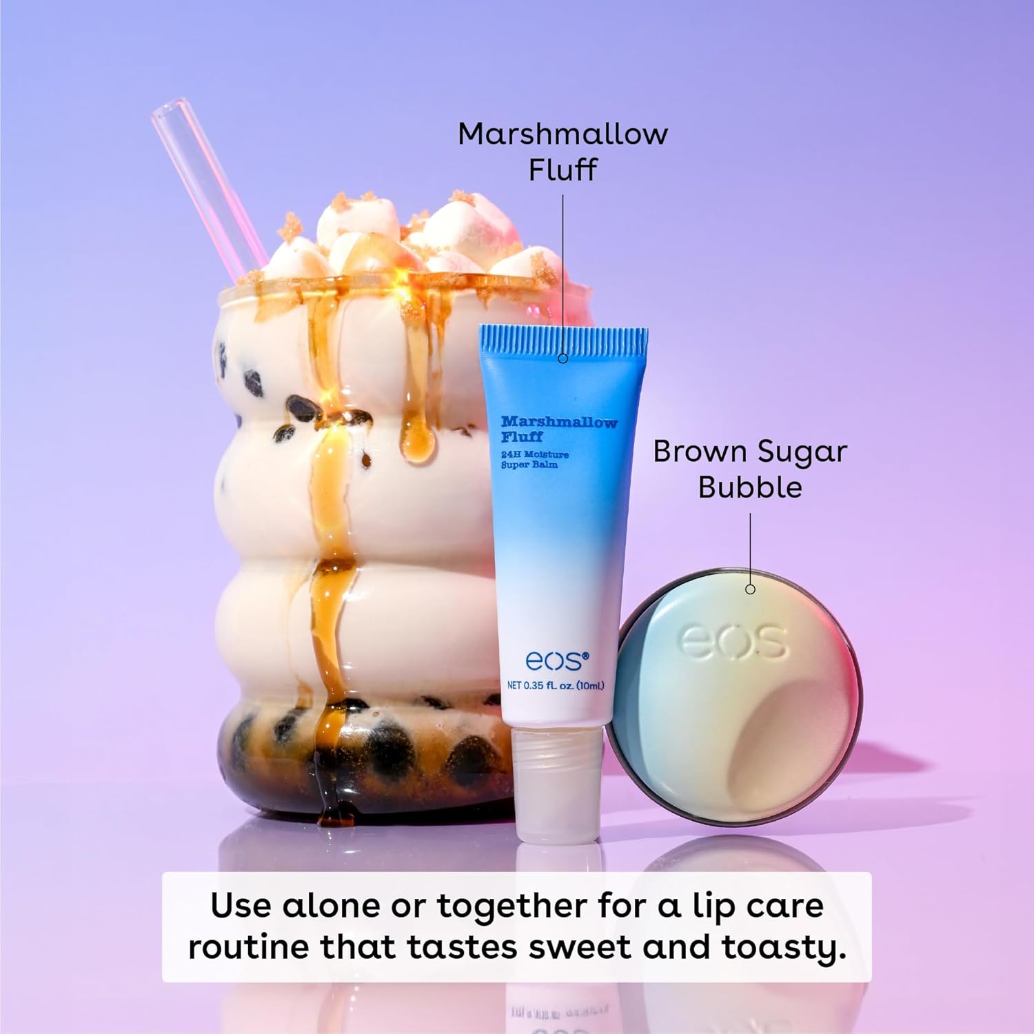 eos Flavor Lab Secret Menu Gift Set - Brown Sugar Boba Lip Scrub Exfoliator & 24H Moisture Super Balm, Limited-Edition Lip Treatment, Nourishing, 2-Pack - View 5 of 6