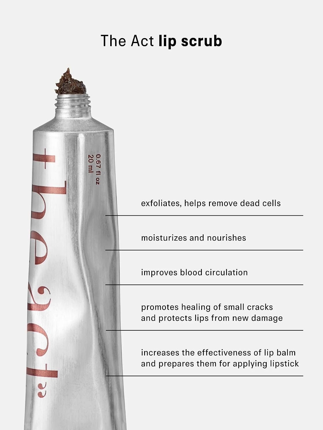 The Act Lip Scrub | Sugar Honey Exfoliator with Coffee & Walnut | Moisturizing Lip Care for Smooth, Soft Lips | Natural Lip Exfoliant with Shea Butter & Vitamin E | 20ml | Skincare for Lips - View 5 of 5