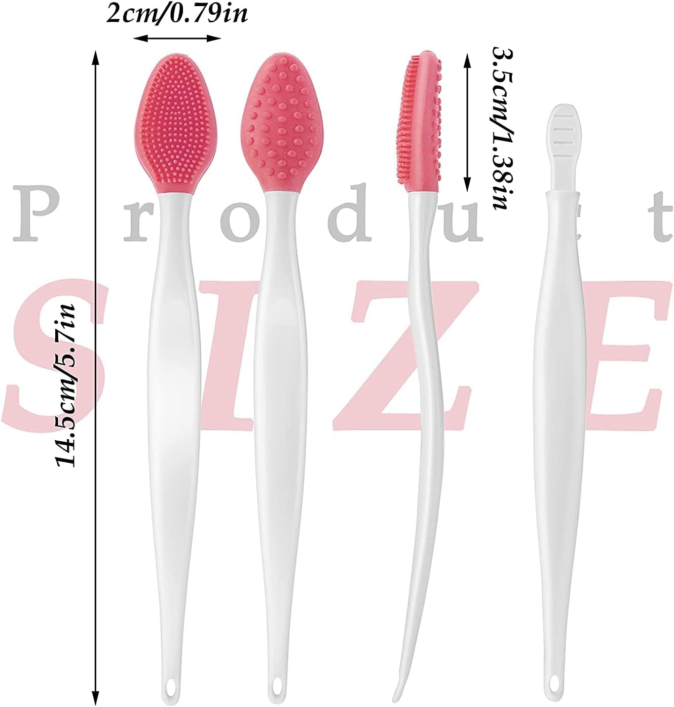 SYOSI Lip Scrub Brush, 5 Pcs Double-Sided Silicone Exfoliating Tool, Mini Soft ​Lip Brush Cleaner, for Men Women, Lightening Dark Lips Smoother Fuller Lip Appearance - View 5 of 5