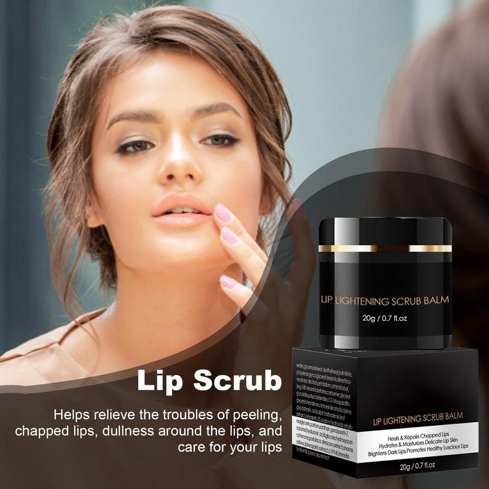 Lip Scrub for Dark Lips to Lighten, Lip Scrub For Dry Lips 20g, Lighten Dark Lips For Smoking Men Women, Natural Balm Moisturizer Exfoliator Sleeping 0.7 Fl Oz - View 4 of 5