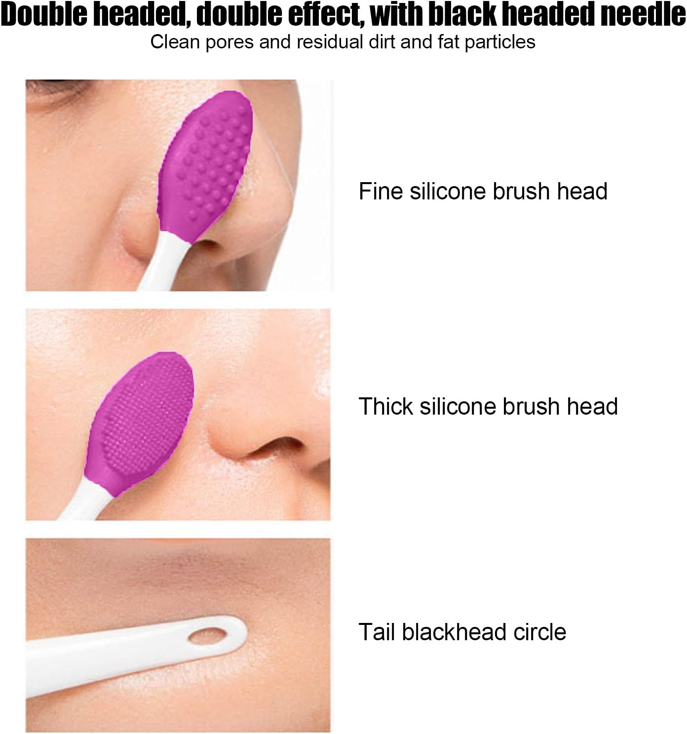 Meiyya Lip Scrub Brush, Soft Silicone Exfoliating Lip Brush, Nose Cleansing Brush, Blackhead Removal Tool, Purple - View 3 of 5