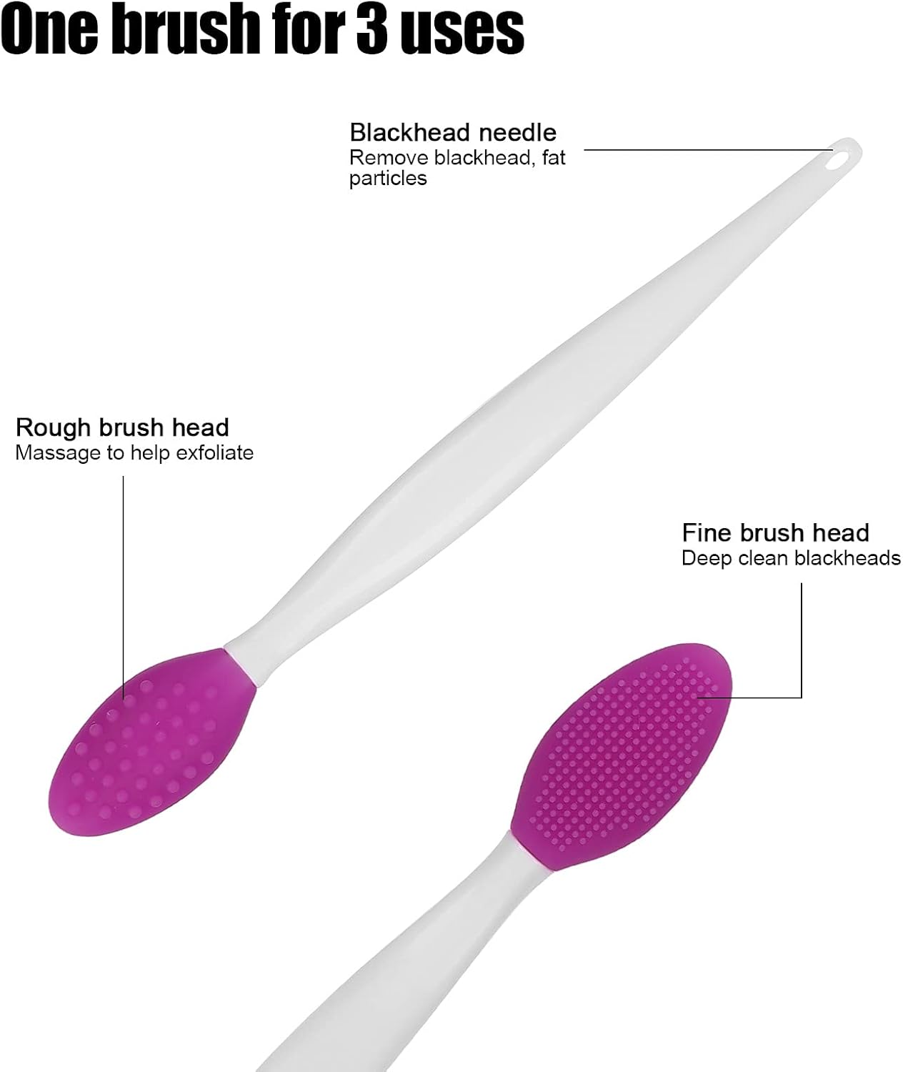 Meiyya Lip Scrub Brush, Soft Silicone Exfoliating Lip Brush, Nose Cleansing Brush, Blackhead Removal Tool, Purple - View 4 of 5