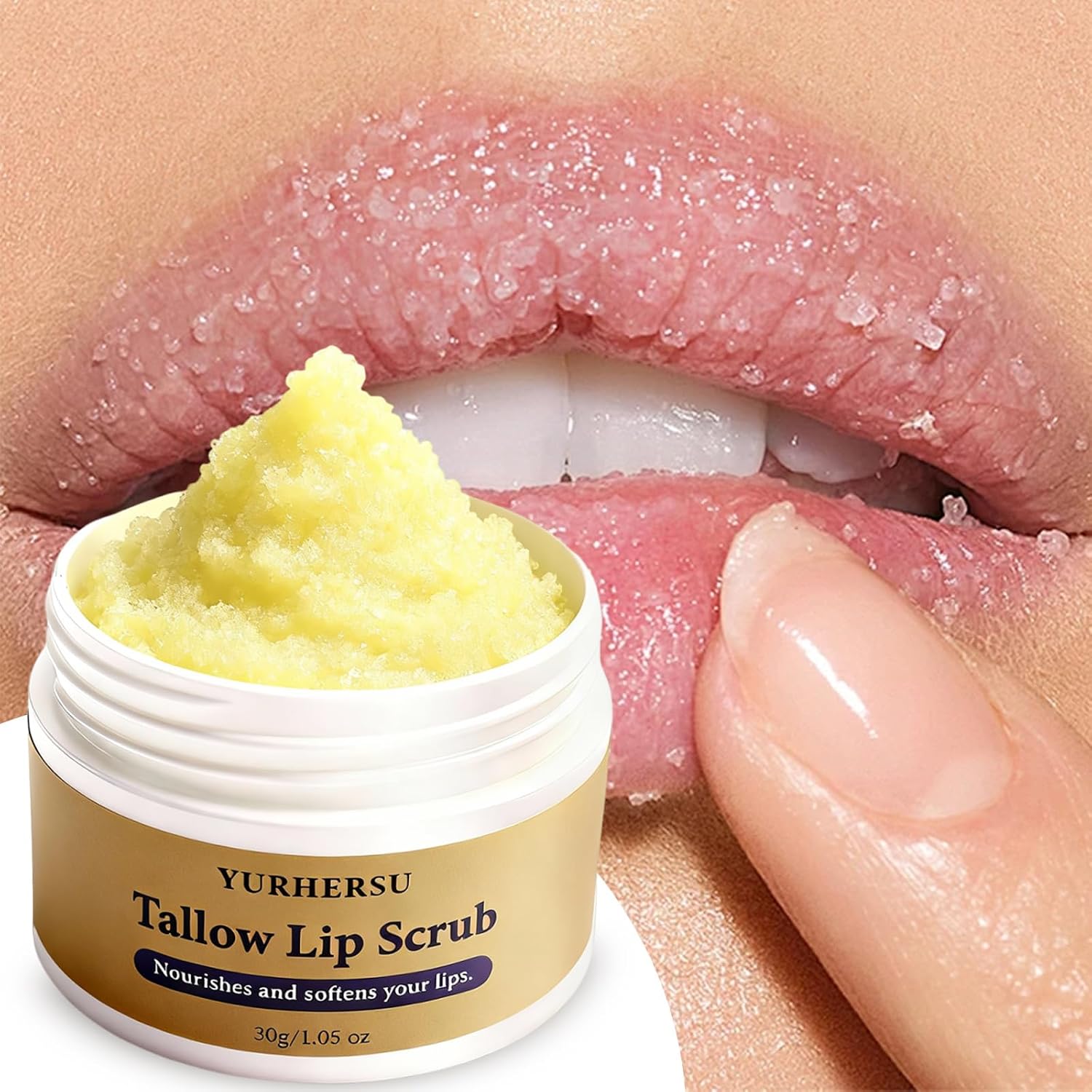 Tallow Lip Scrub, Deep Exfoliation & Nourishing for Smooth Lips, 30g - View 4 of 6