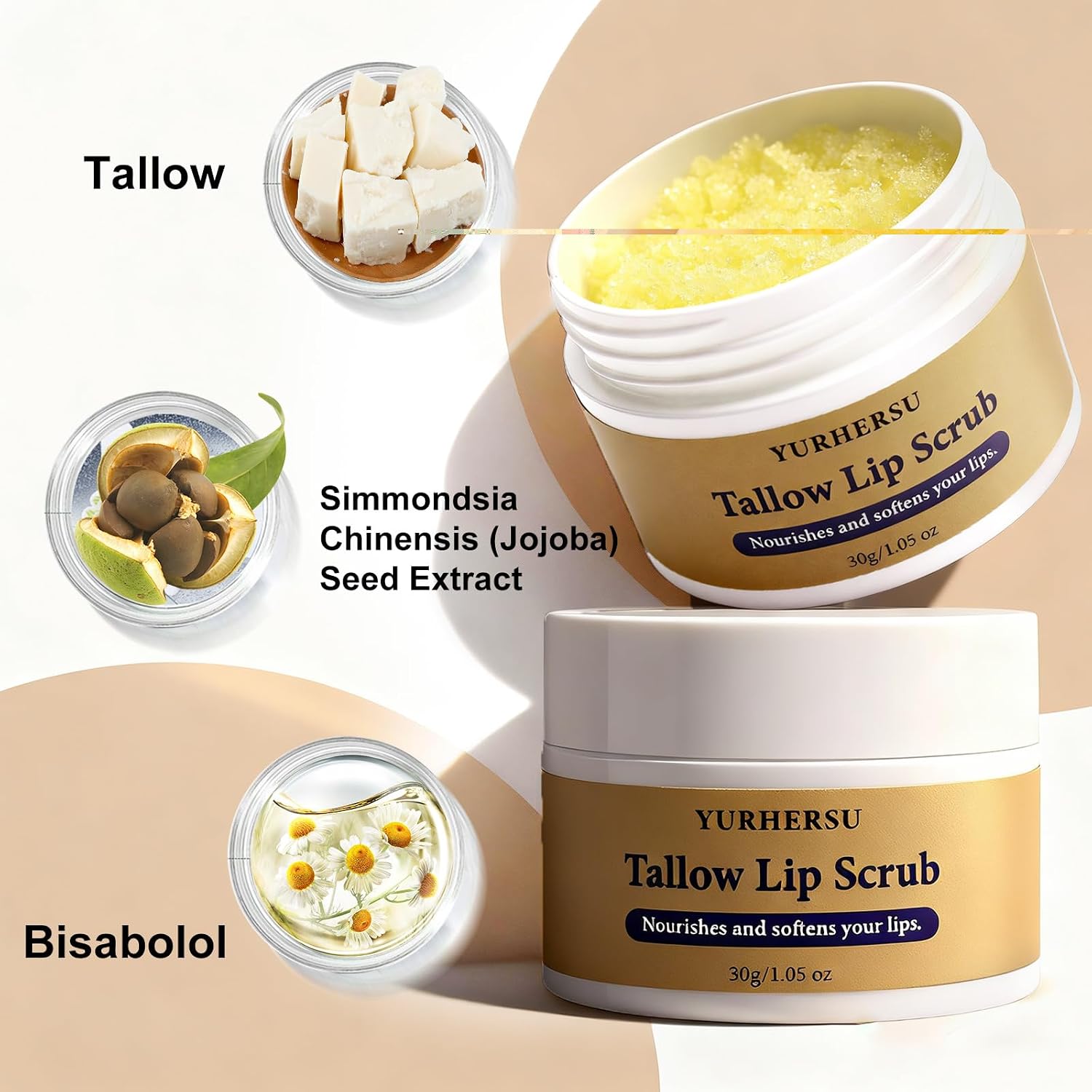 Tallow Lip Scrub, Deep Exfoliation & Nourishing for Smooth Lips, 30g - View 5 of 6