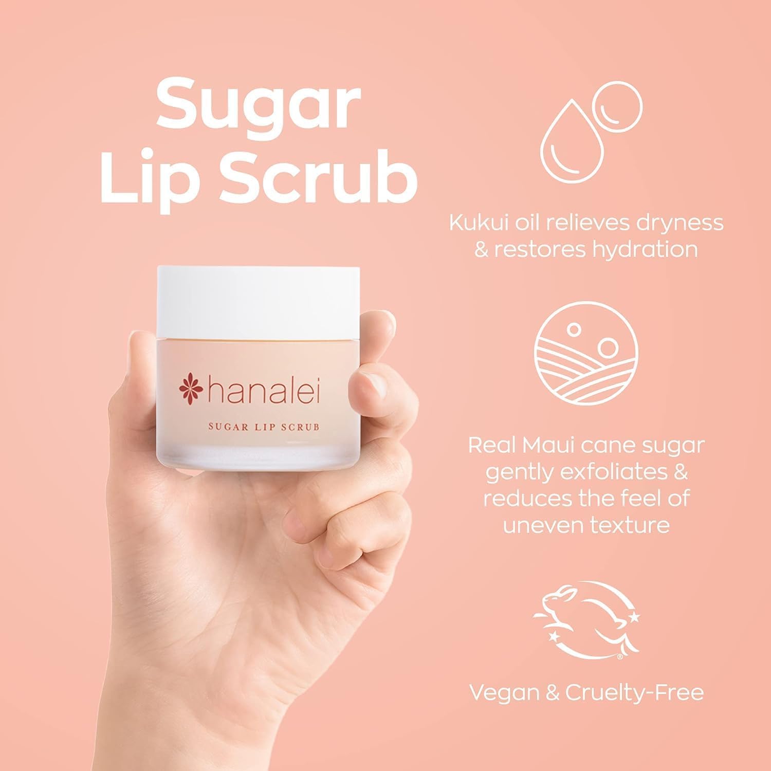 Hanalei Lip Care Products Set Duo – Sugar Lip Scrub & Kukui Oil Lip Treatment for Dry, Cracked, Chapped Lips – Exfoliate, Hydrate & Moisturize for Soft, Smooth Lips – Natural and Cruelty-free - View 4 of 7