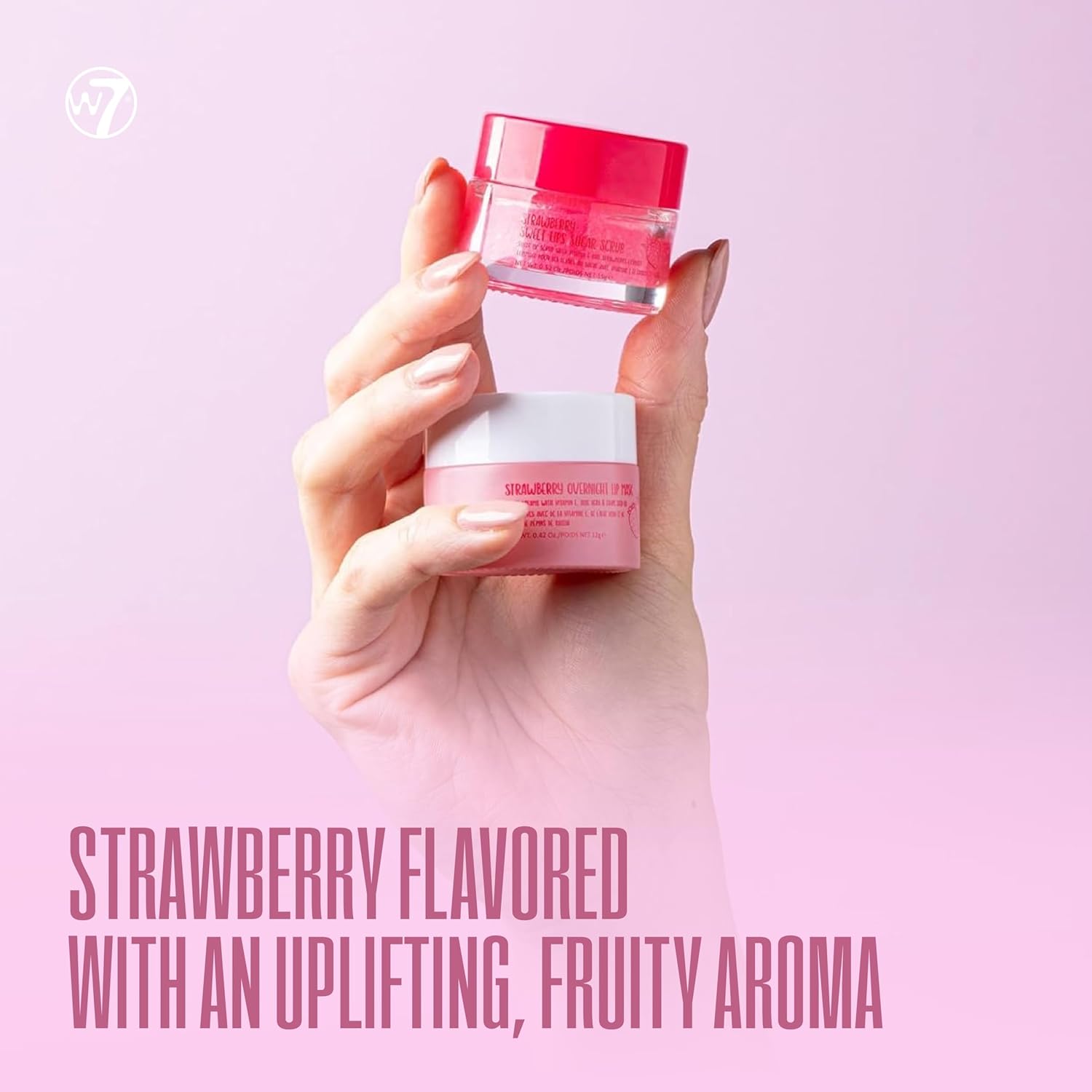 W7 Sweet Dreams Lip Scrub & Overnight Lip Mask Duo - 2 Pieces Set - Strawberry Flavour - Exfoliate, Condition, Soothe & Hydrate - View 5 of 6