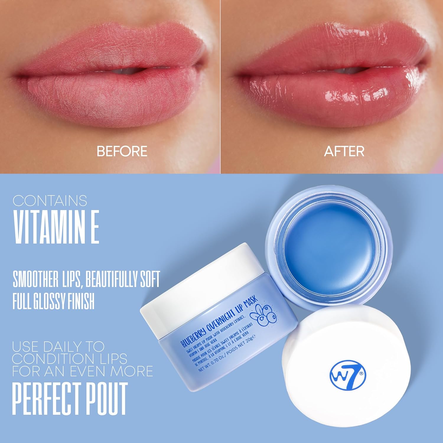 W7 Super Sweet Dreams Blueberry Lip Mask - Vitamin E, Aloe Vera and Grape Seed Oil - For Hydrated, Full Looking & Irresistible Lips - 0.67 Fl Oz - View 4 of 5