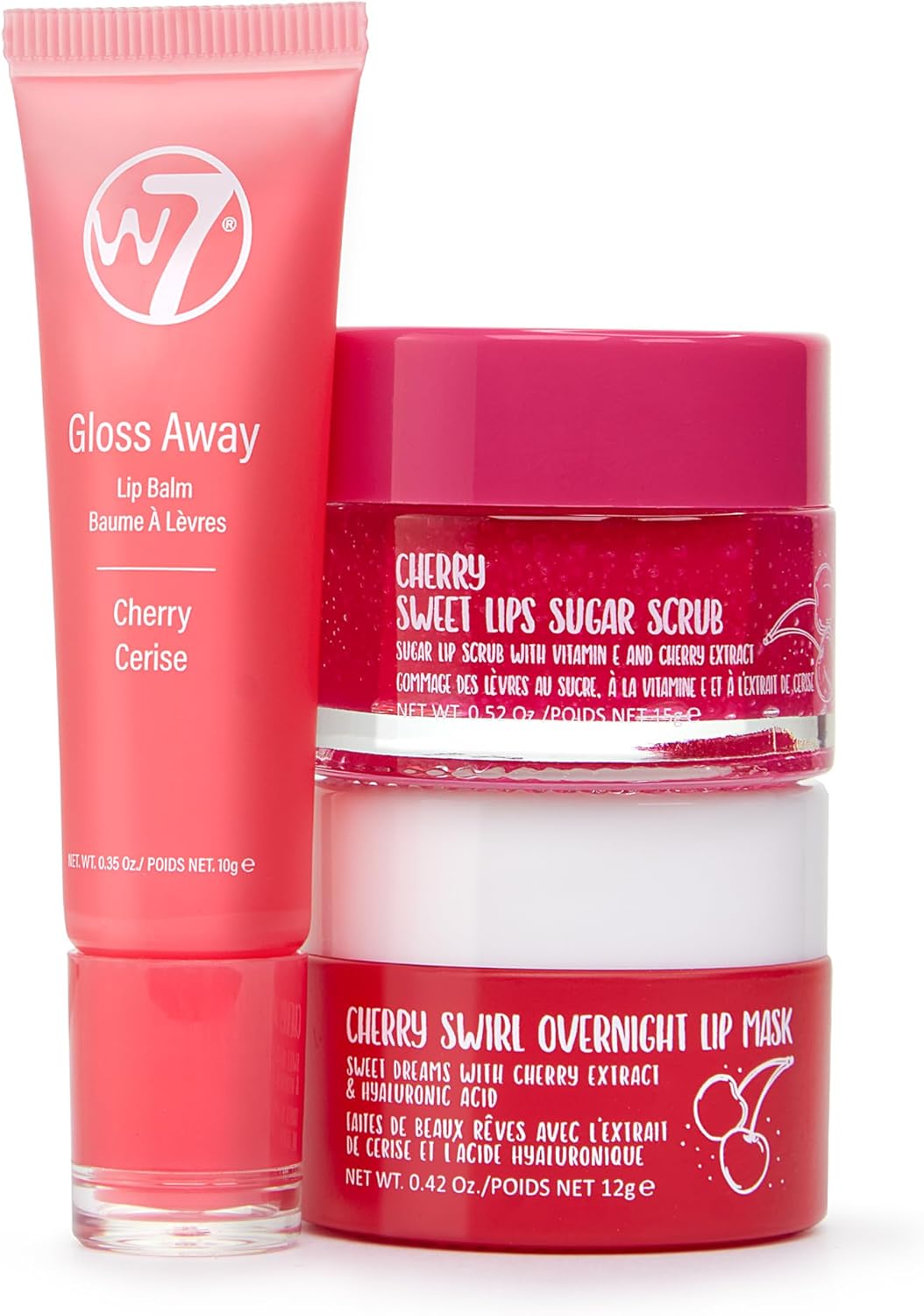 W7 Sweet Dreams Lip Care Trio - 3 Piece Set - Overnight Lip Mask, Lip Balm & Lip Scrub - Cherry - View 5 of 5
