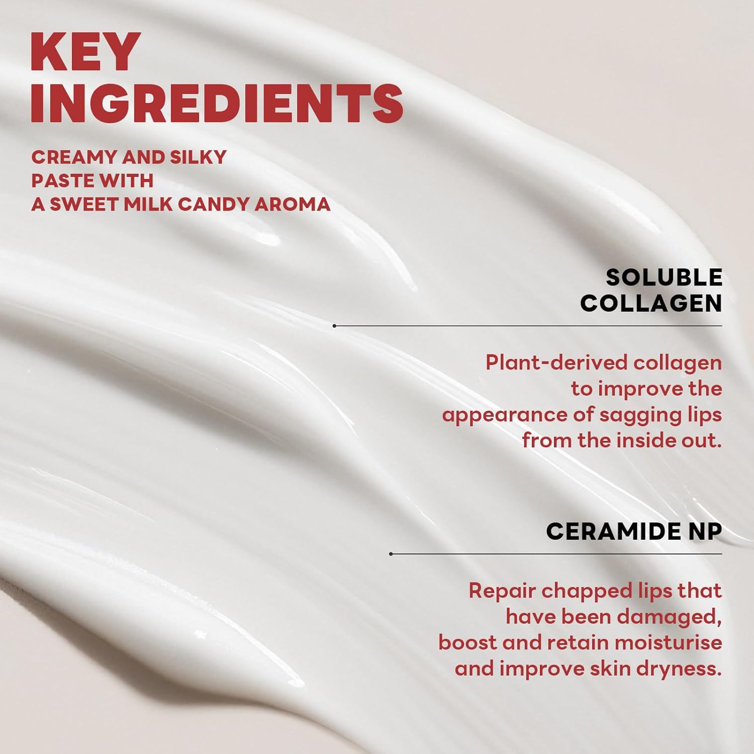 Milk Collagen Lip Sleeping Mask, Overnight Repair for Dry Cracked Lips & Dark Lines, With Ceramide NP & Vitamin E, Hydrating Lip Plumper & Exfoliator for Soft Pink Lips, Sweet Milk Scent, 10g - View 6 of 6