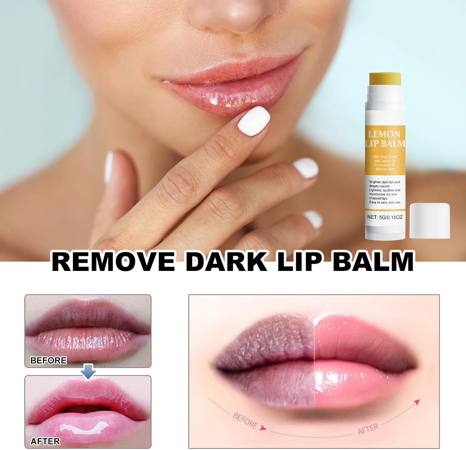 Yelajoy Lemon and Turmeric Lip Lightening Balm for Dark Lips, Effortlessly Hydrating & Brightening Lip Repair Balm, Lip Exfoliator Scrub for Softening & Moisturizing - View 3 of 4