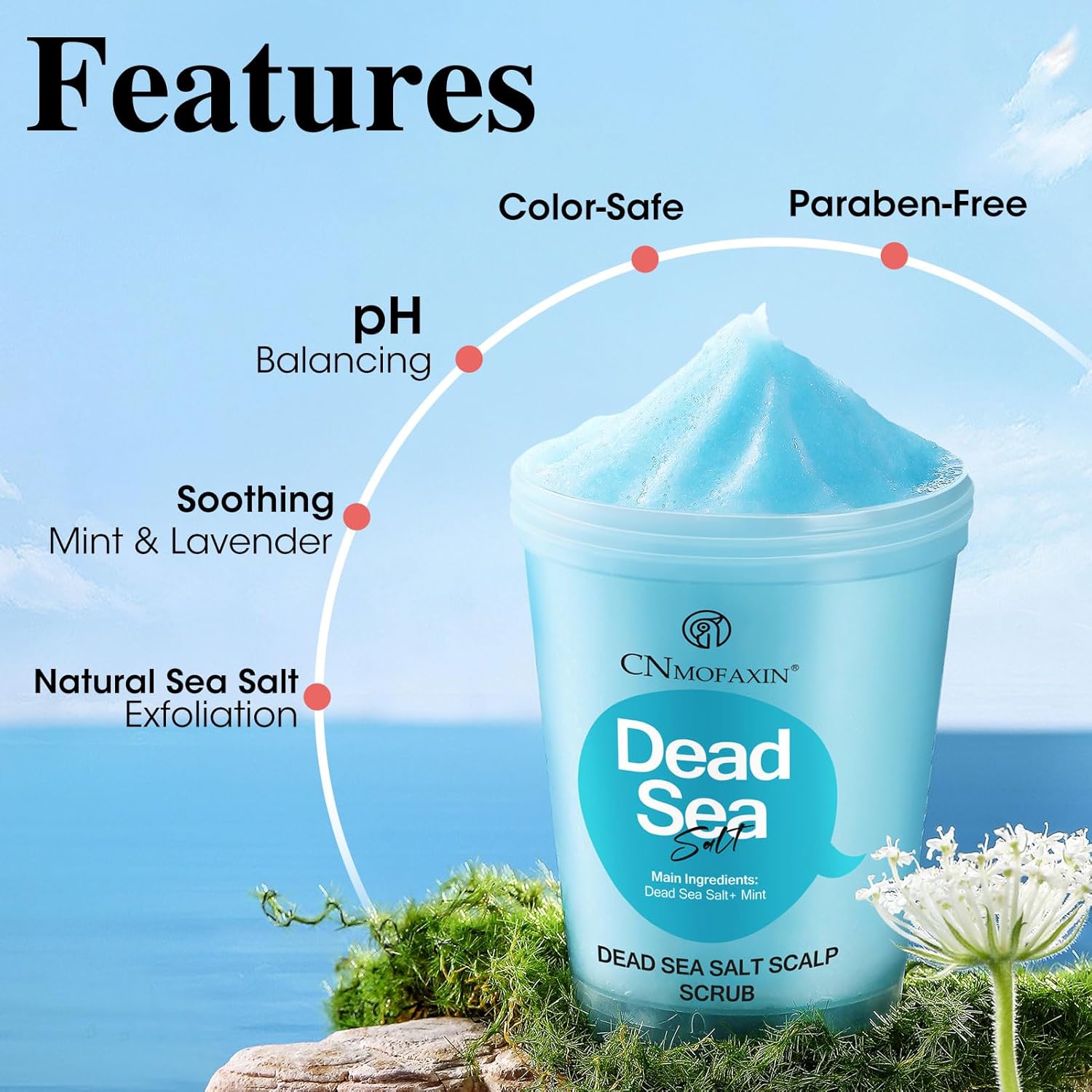 Dead Sea Salt Scalp Scrub 280g - Exfoliator for Oily Scalp, Itchy Scalp & Dandruff Relief - Clarifying Hair Treatment with Herbal Essences for Scalp Build-Up, Flakes & Hair Growth - View 4 of 7