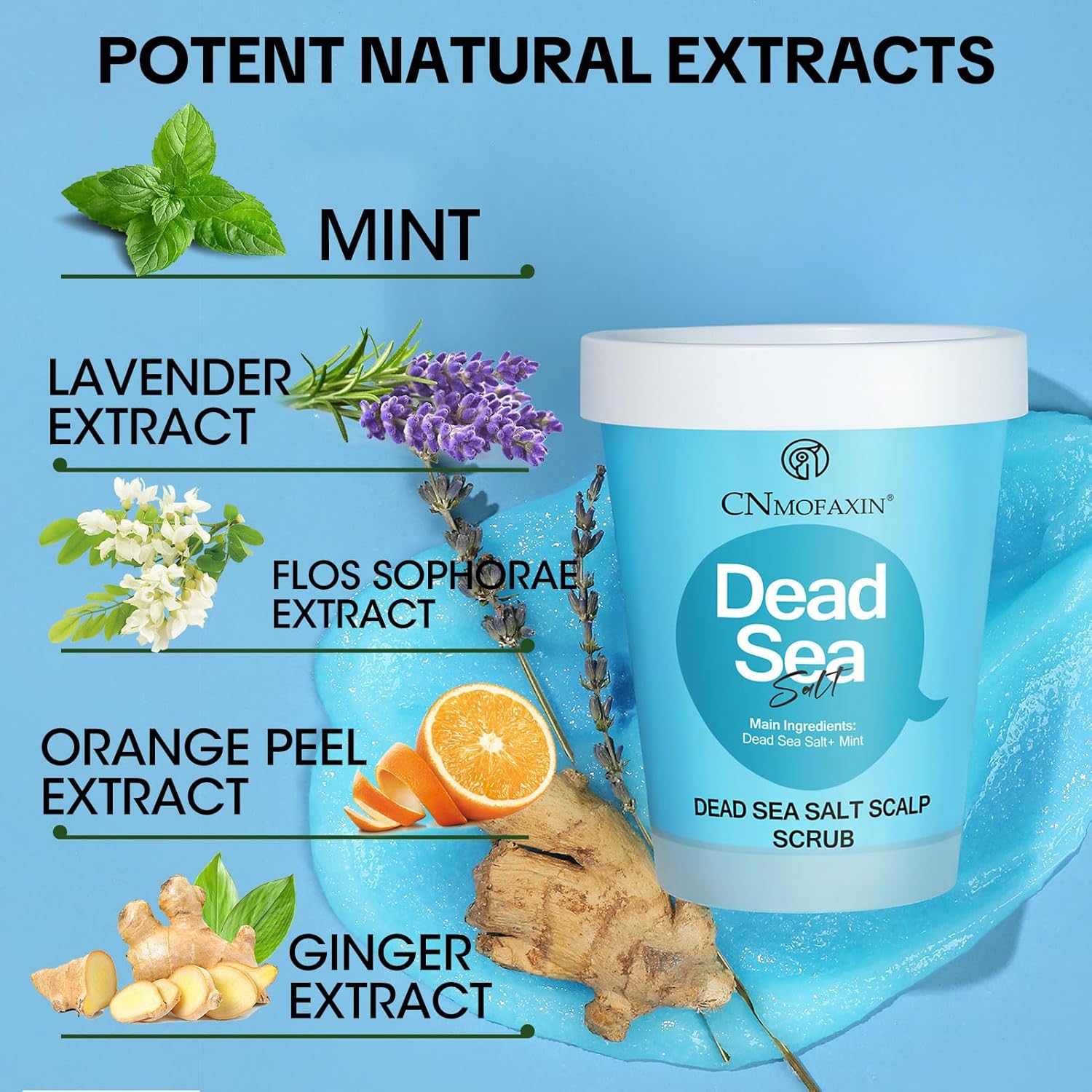 Dead Sea Salt Scalp Scrub 280g - Exfoliator for Oily Scalp, Itchy Scalp & Dandruff Relief - Clarifying Hair Treatment with Herbal Essences for Scalp Build-Up, Flakes & Hair Growth - View 7 of 7