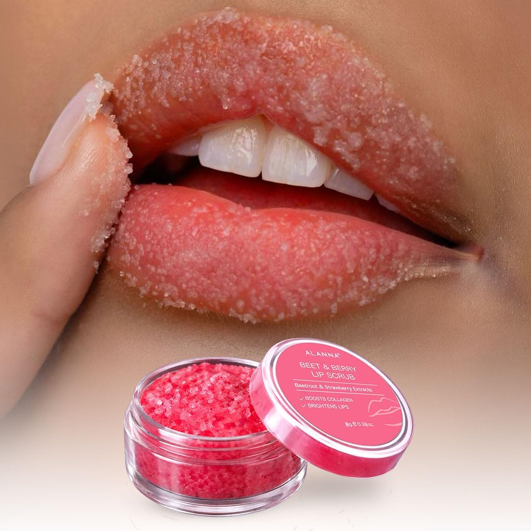 ALANNA Beet & Berry Lightening & Brightening Dark Lip Scrub for Women & Men, Dark Lips to Lighten, Dry & Chapped Lip Care, Smoker Men, Tanned & Darkened Lips, Softens & Exfoliates Supple Lips, 15g - View 6 of 6