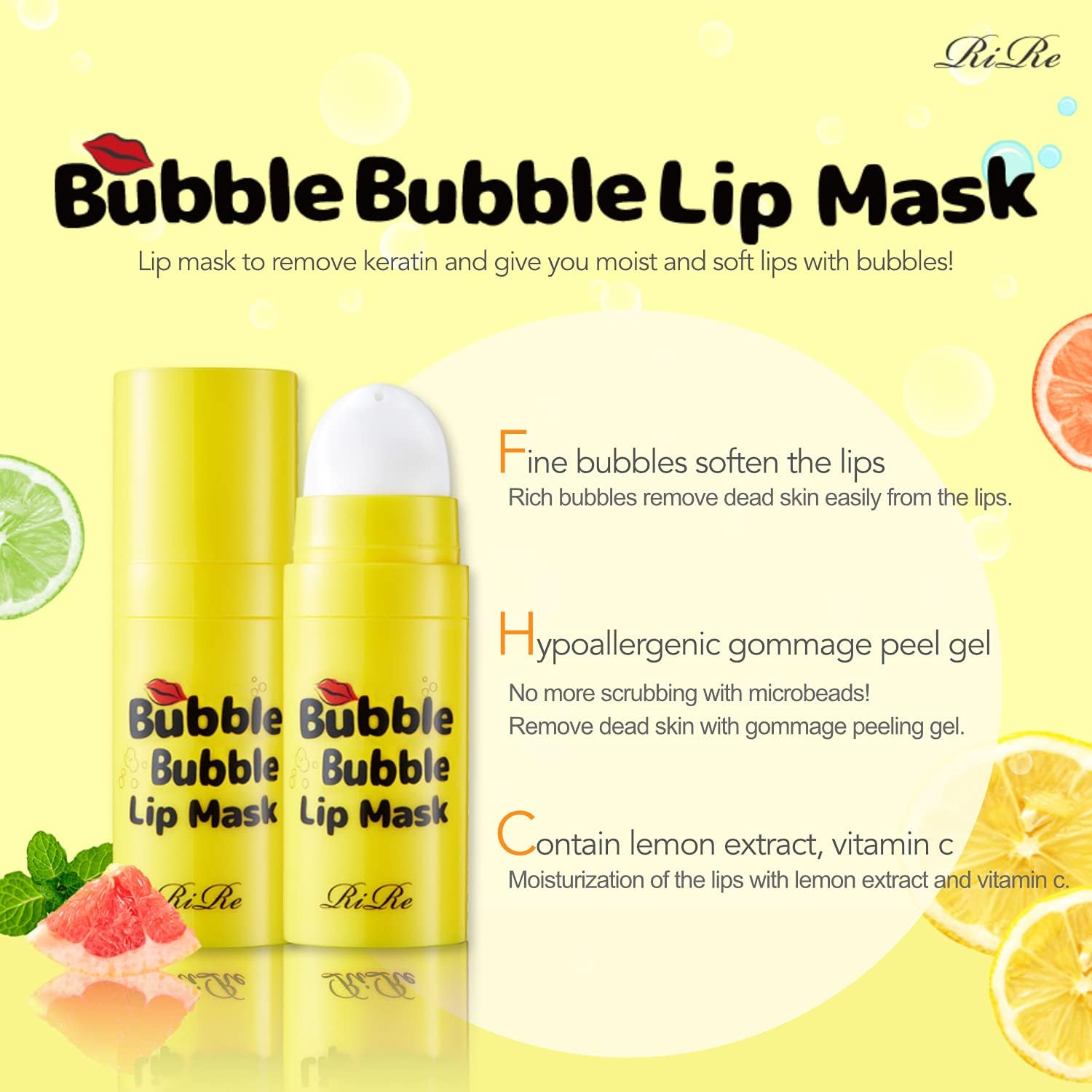 [RIRE] Bubble Buble Lip Mask 12ml / Remove Dead Skin Bubble Scrub for Lip - View 3 of 4