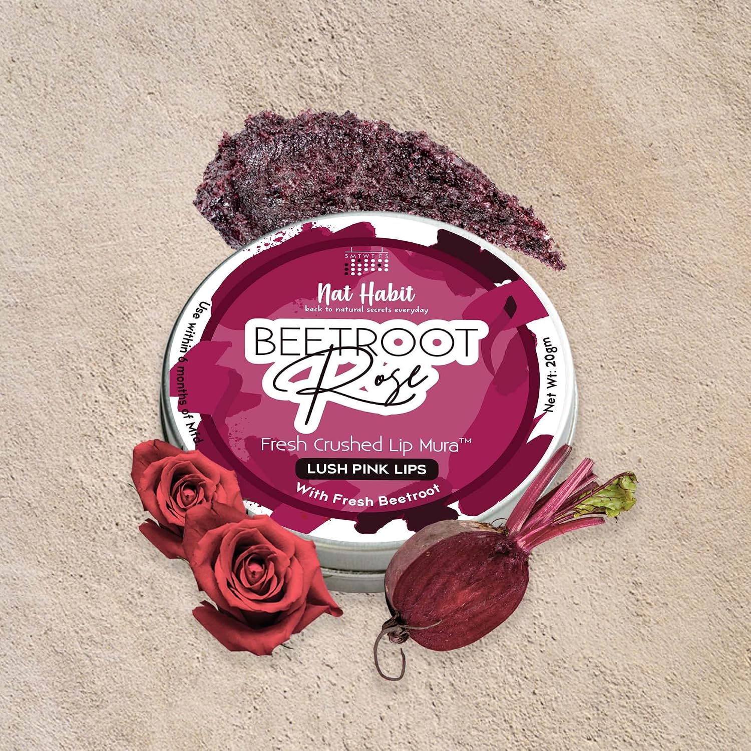 Nat Habit Beetroot Rose Fresh Lip Scrub, 12g, & Lip Balm, 10g, For Dry Lips, Combo For Women & Men, Natural Pink Lips - View 2 of 5