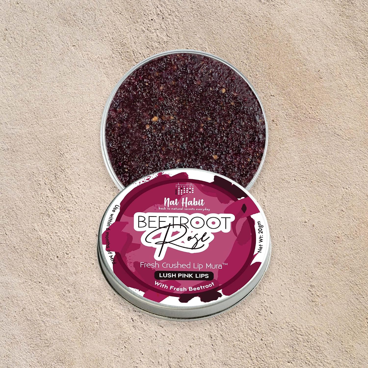 Nat Habit Beetroot Rose Fresh Lip Scrub, 12g, & Lip Balm, 10g, For Dry Lips, Combo For Women & Men, Natural Pink Lips - View 4 of 5