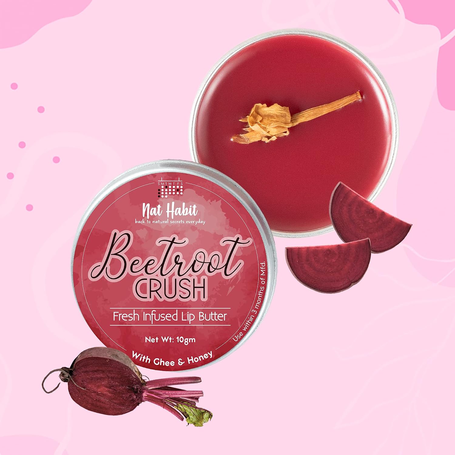 Nat Habit Beetroot Rose Fresh Lip Scrub, 12g, & Lip Balm, 10g, For Dry Lips, Combo For Women & Men, Natural Pink Lips - View 5 of 5