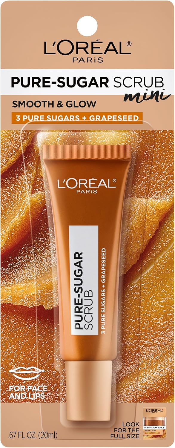 L'Oreal Paris Skincare Pure Sugar Lip Scrub with Grapeseed to Smooth and Glow, Travel Size Sugar Scrub for Face and Lips, 0.67 Fluid Ounce - View 4 of 4