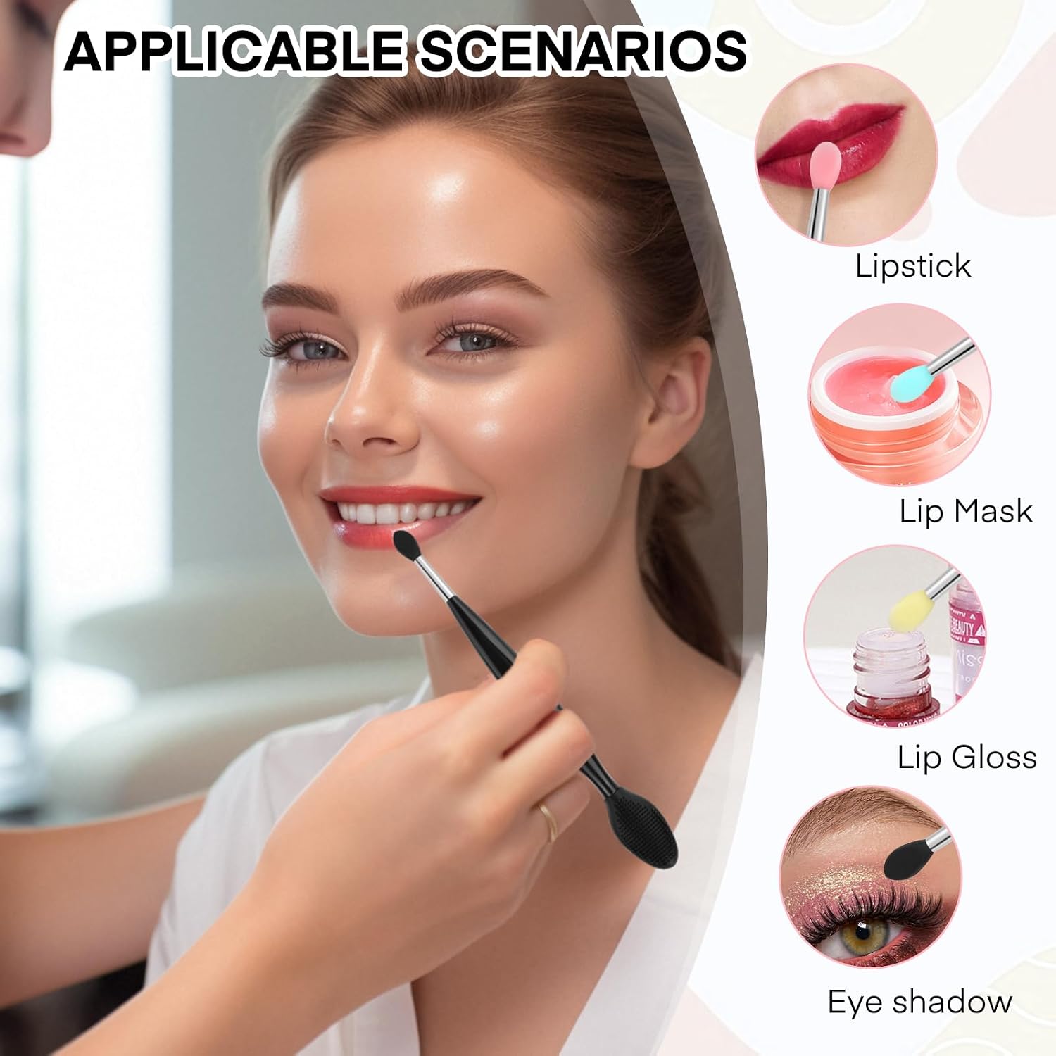 YelaJoy Lip Scrub Brush - 4 PCS Dual-ended Lip Scrubber Exfoliator and Silicone Lip Brush, 2-in-1 Silicone Lip Scrub Tool Lip Mask Applicator, Gentle Exfoliator & Applicator for Soft - View 2 of 6