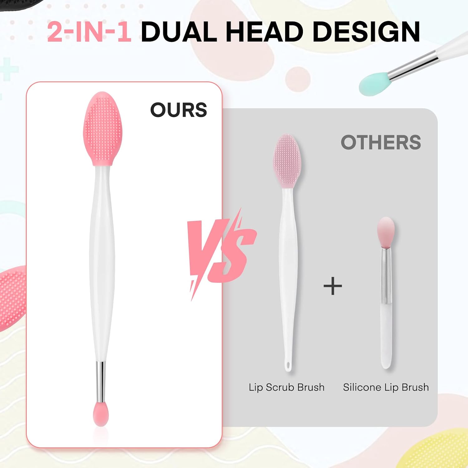 YelaJoy Lip Scrub Brush - 4 PCS Dual-ended Lip Scrubber Exfoliator and Silicone Lip Brush, 2-in-1 Silicone Lip Scrub Tool Lip Mask Applicator, Gentle Exfoliator & Applicator for Soft - View 6 of 6