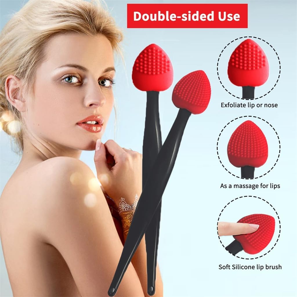 Lip Scrub Brush, Azonee 3 Pack Silicone Lip Brush Lip Scrubber Exfoliator Tool Lip Lightening for Dark Lips Double-Sided Lip Brush - View 3 of 6