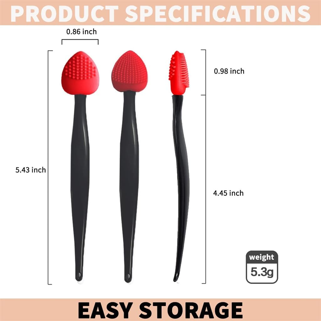 Lip Scrub Brush, Azonee 3 Pack Silicone Lip Brush Lip Scrubber Exfoliator Tool Lip Lightening for Dark Lips Double-Sided Lip Brush - View 4 of 6