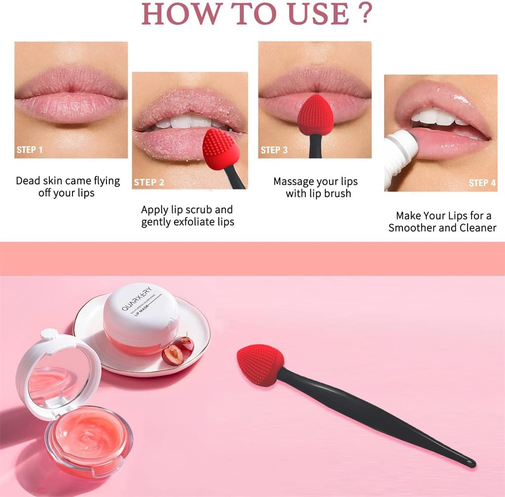 Lip Scrub Brush, Azonee 3 Pack Silicone Lip Brush Lip Scrubber Exfoliator Tool Lip Lightening for Dark Lips Double-Sided Lip Brush - View 5 of 6