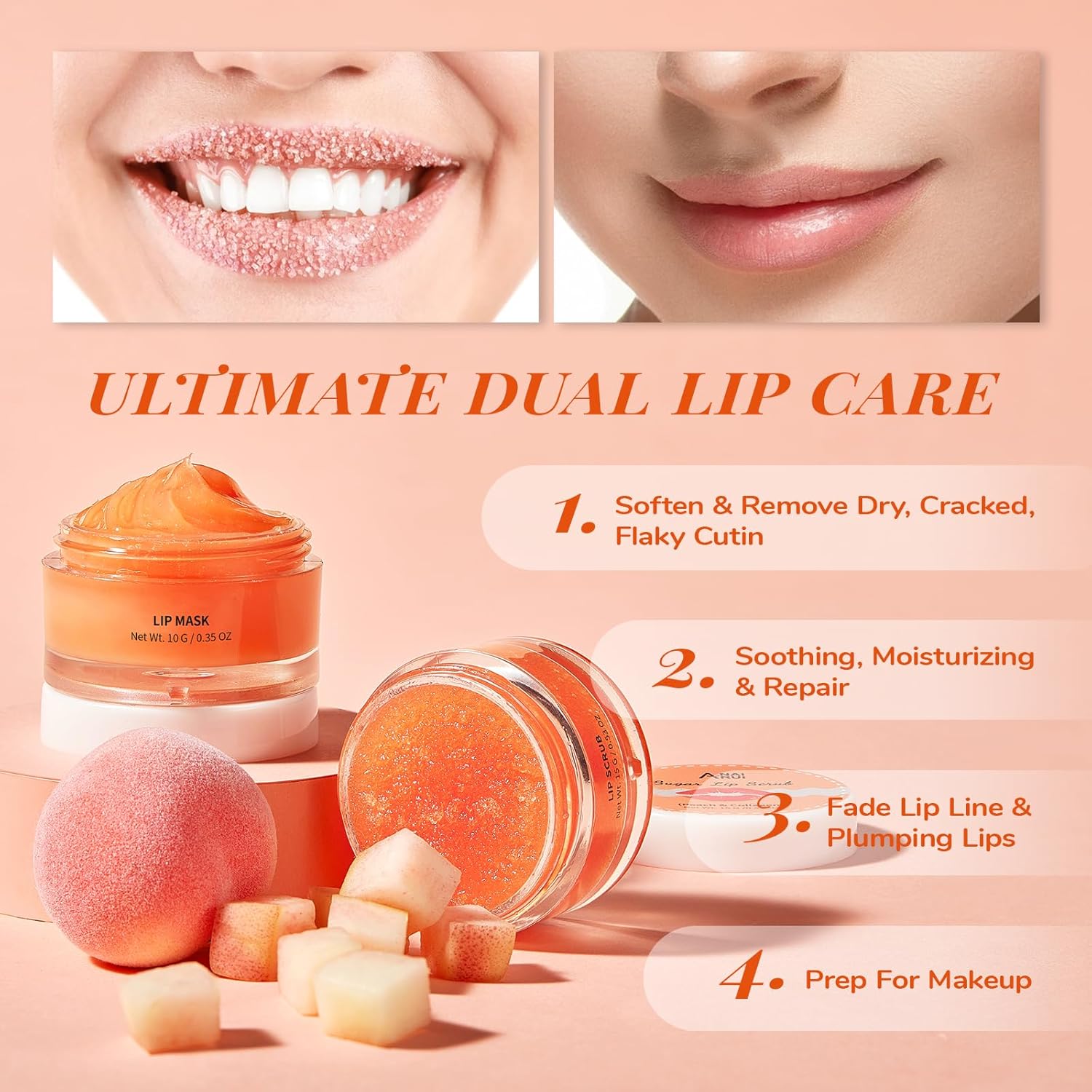 ANAI RUI Lip Care Set, Lip Scrubber Exfoliator & Lip Balm Hydrating for Christmas, Lip Exfoliator Scrub and Moisturizer Stocking Stuffers For Women, Lip Sleeping Mask for Dry Dark Lips - View 2 of 7