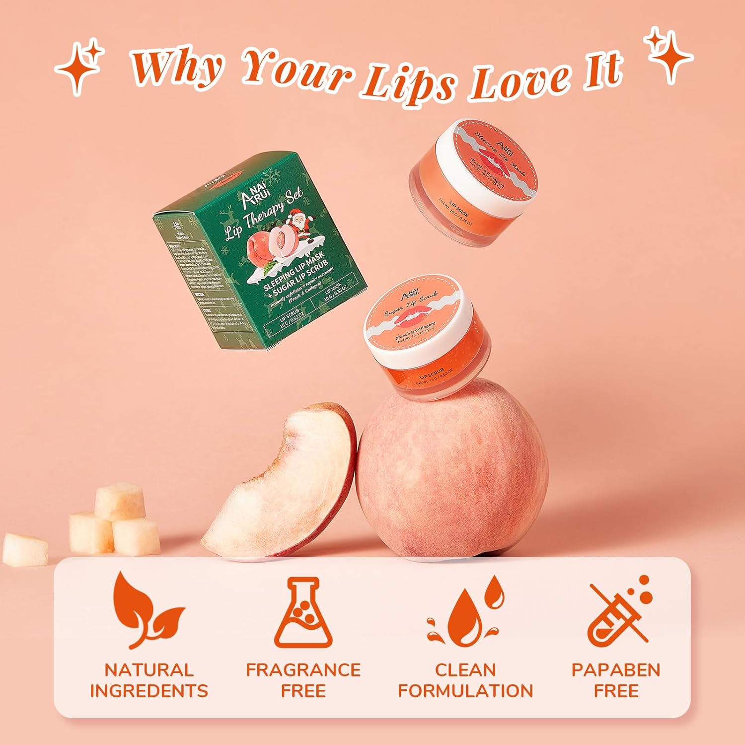 ANAI RUI Lip Care Set, Lip Scrubber Exfoliator & Lip Balm Hydrating for Christmas, Lip Exfoliator Scrub and Moisturizer Stocking Stuffers For Women, Lip Sleeping Mask for Dry Dark Lips - View 4 of 7