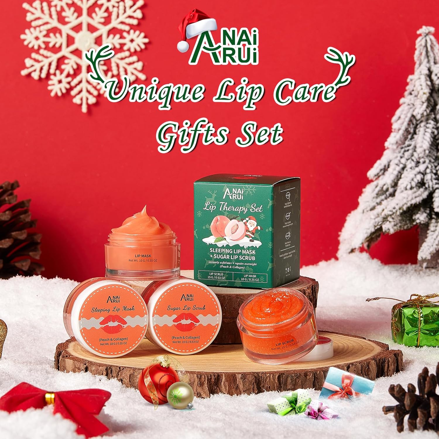 ANAI RUI Lip Care Set, Lip Scrubber Exfoliator & Lip Balm Hydrating for Christmas, Lip Exfoliator Scrub and Moisturizer Stocking Stuffers For Women, Lip Sleeping Mask for Dry Dark Lips - View 6 of 7