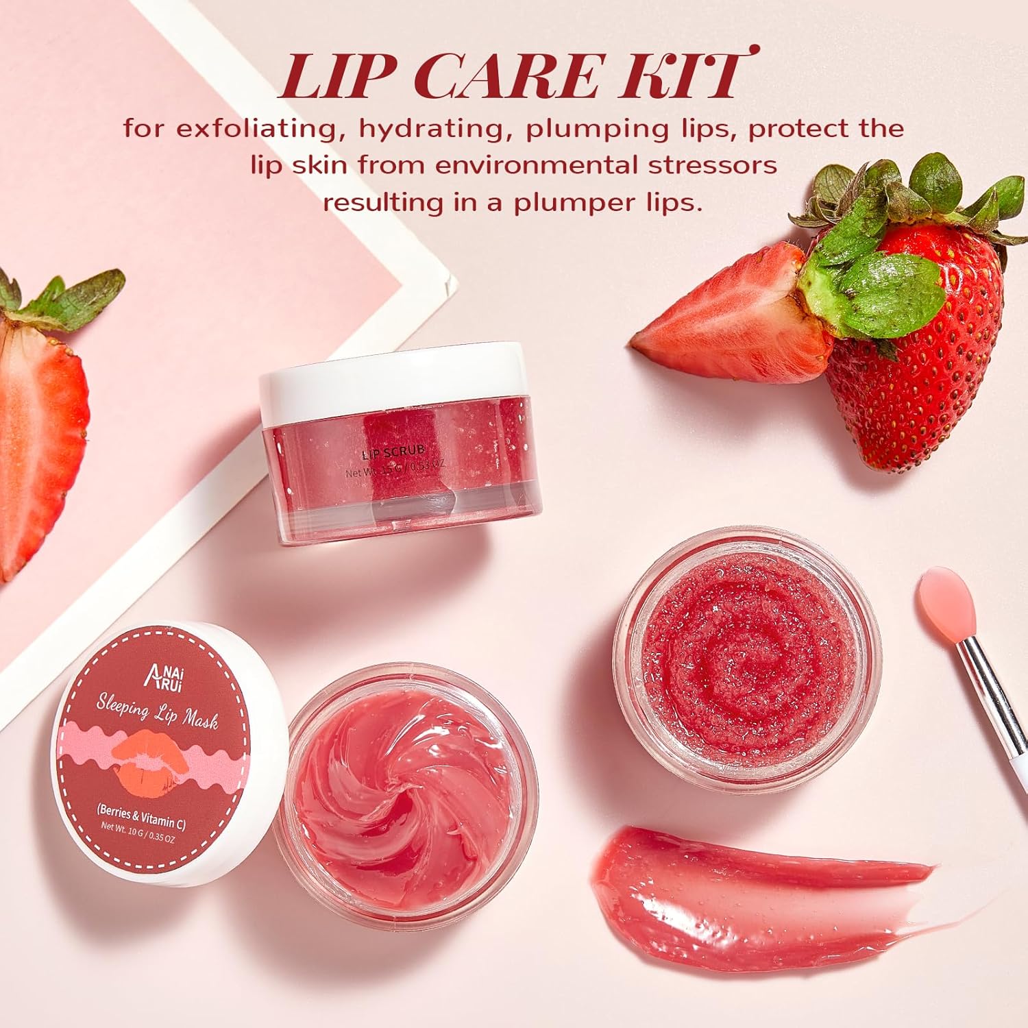 Lip Scrub & Lip Mask Set, Lip Sleeping Mask, Overnight Treatment Lip Care Products, Holiday Gift Set for Girls, Moisturize & Nourish, Dry Cracked Lips, Intense Hydration with Vitamin C - View 2 of 7