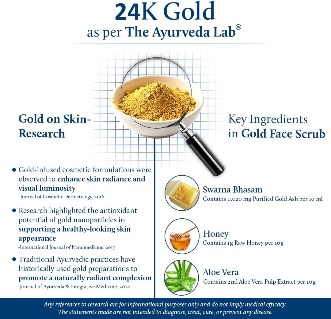 Blue Nectar 24K Gold Face Scrub for Glowing Skin | Naturally Exfoliating Scrub for Men & Women with Walnut & Kumkumadi | Ayurvedic Tan Removal (12 Herbs, 50g) - View 4 of 6