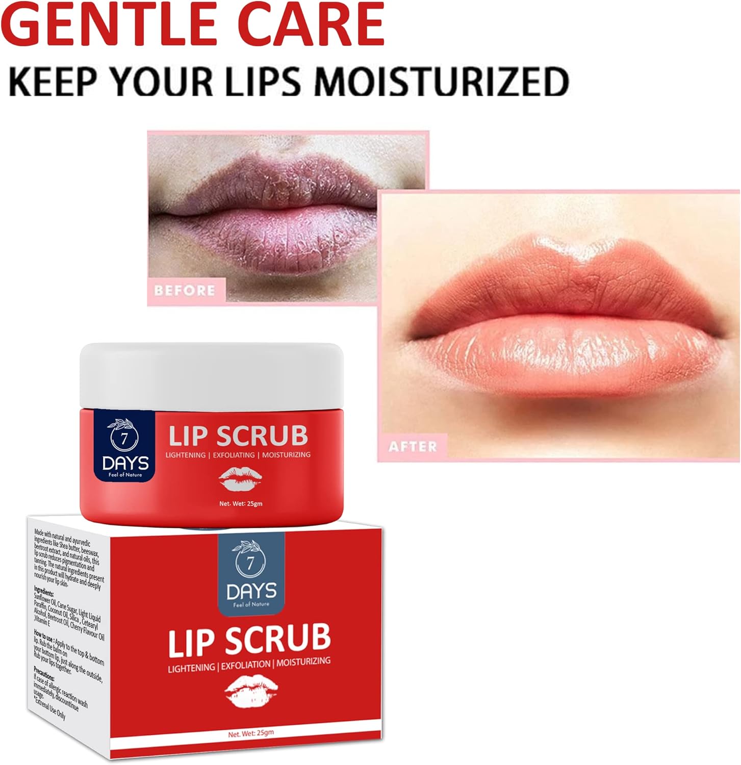 7 Days Lip Scrub | Brightening Dark Lips for Men & Women | Pack of 1(25 Gm)/ - View 3 of 6