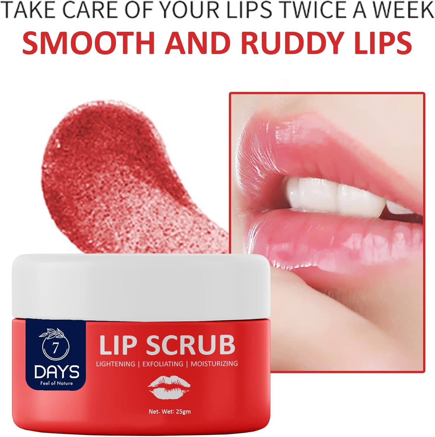 7 Days Lip Scrub | Brightening Dark Lips for Men & Women | Pack of 1(25 Gm)/ - View 5 of 6
