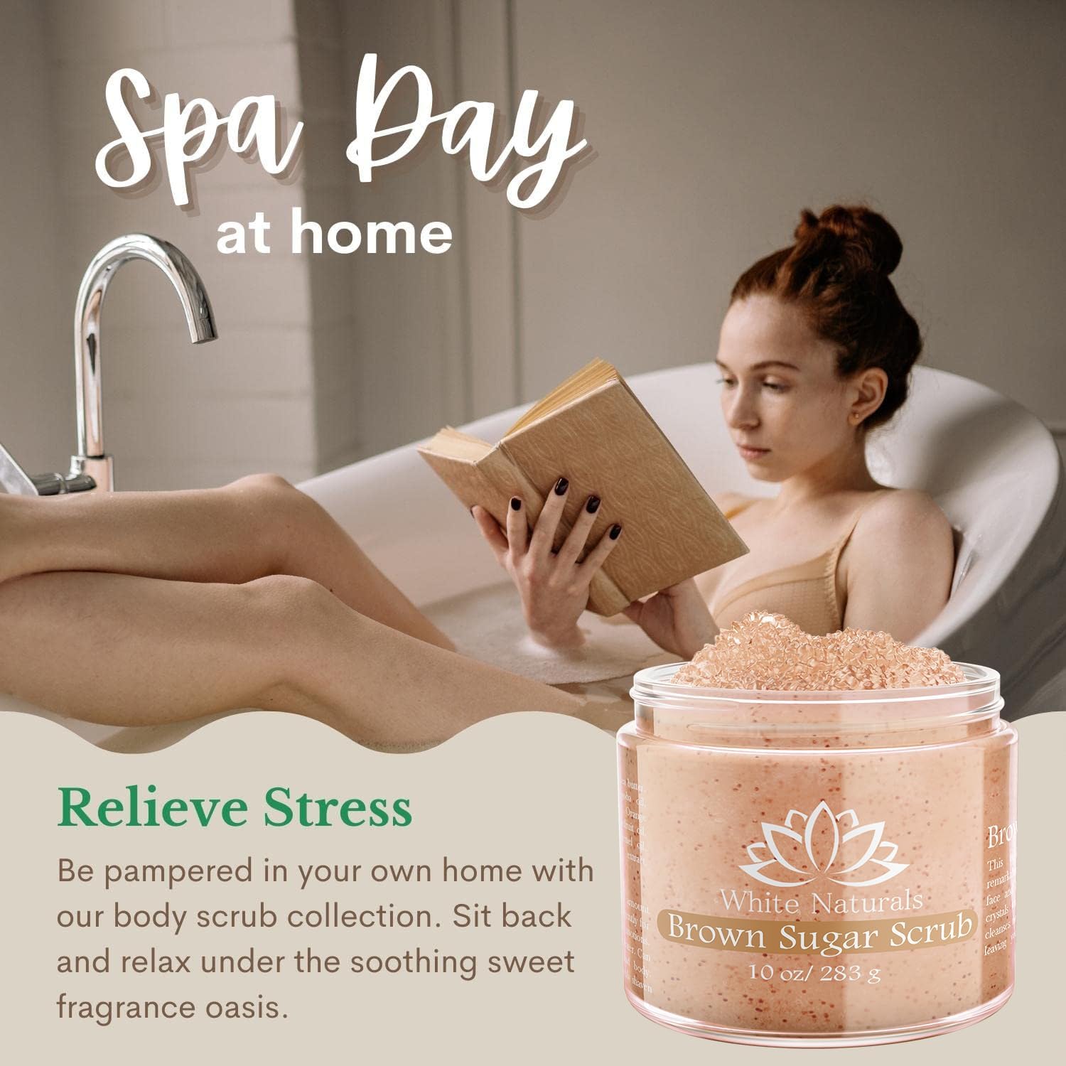 Pure Brown Sugar Scrub, Gentle Exfoliating Natural Body Scrub, Revitalizing Face & Lips Scrubber For Women With Moisturizing Shea Butter & Organic Oils, Cellulite & Stretch Mark Remover Best Gift Idea - View 4 of 7