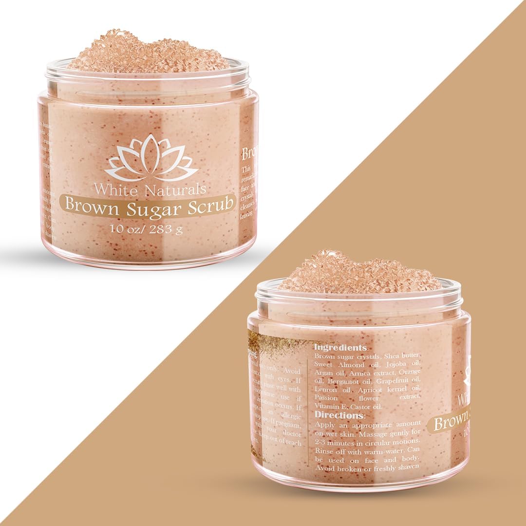 Pure Brown Sugar Scrub, Gentle Exfoliating Natural Body Scrub, Revitalizing Face & Lips Scrubber For Women With Moisturizing Shea Butter & Organic Oils, Cellulite & Stretch Mark Remover Best Gift Idea - View 5 of 7