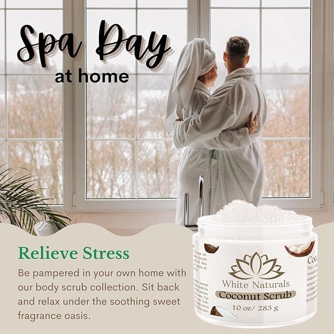 White Naturals Organic Coconut Scrub, Exfoliating Body Scrub, Face and Body Coconut Scrub, Pure Coconut Oil Scrub with Shea Butter, Vitamin E and Oils, Nourishing and Hydrating, Gentle Exfoliation and - View 3 of 6